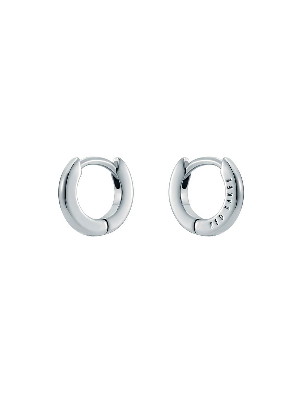 Silver Ted Baker CRISETE - Engraved Logo Huggie Hoop Women Earrings | Ireland  3648-FRXYW