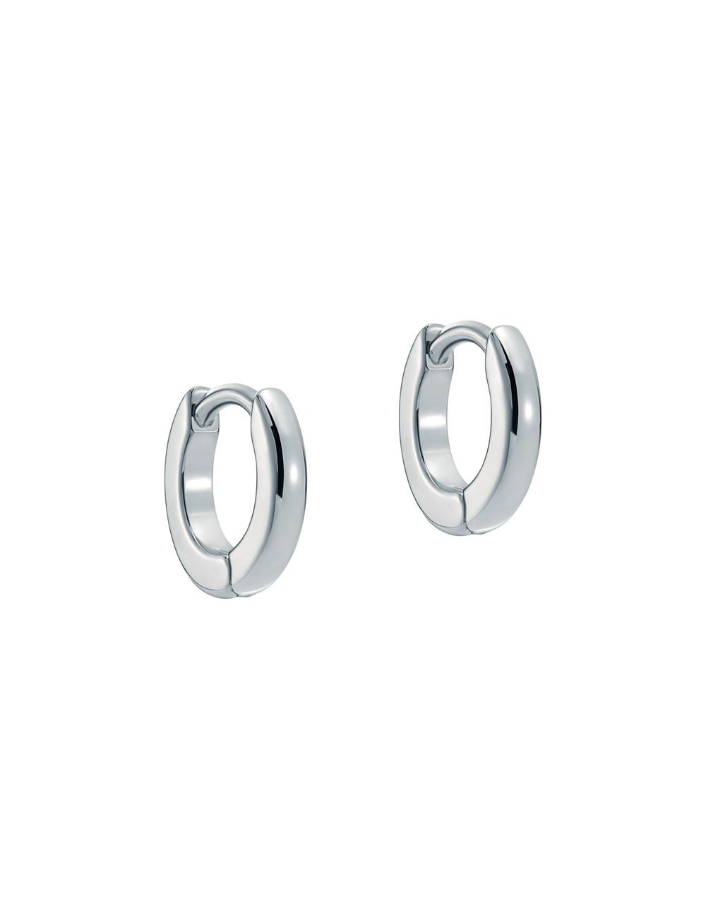 Silver Ted Baker CRISETE - Engraved Logo Huggie Hoop Women Earrings | Ireland  3648-FRXYW
