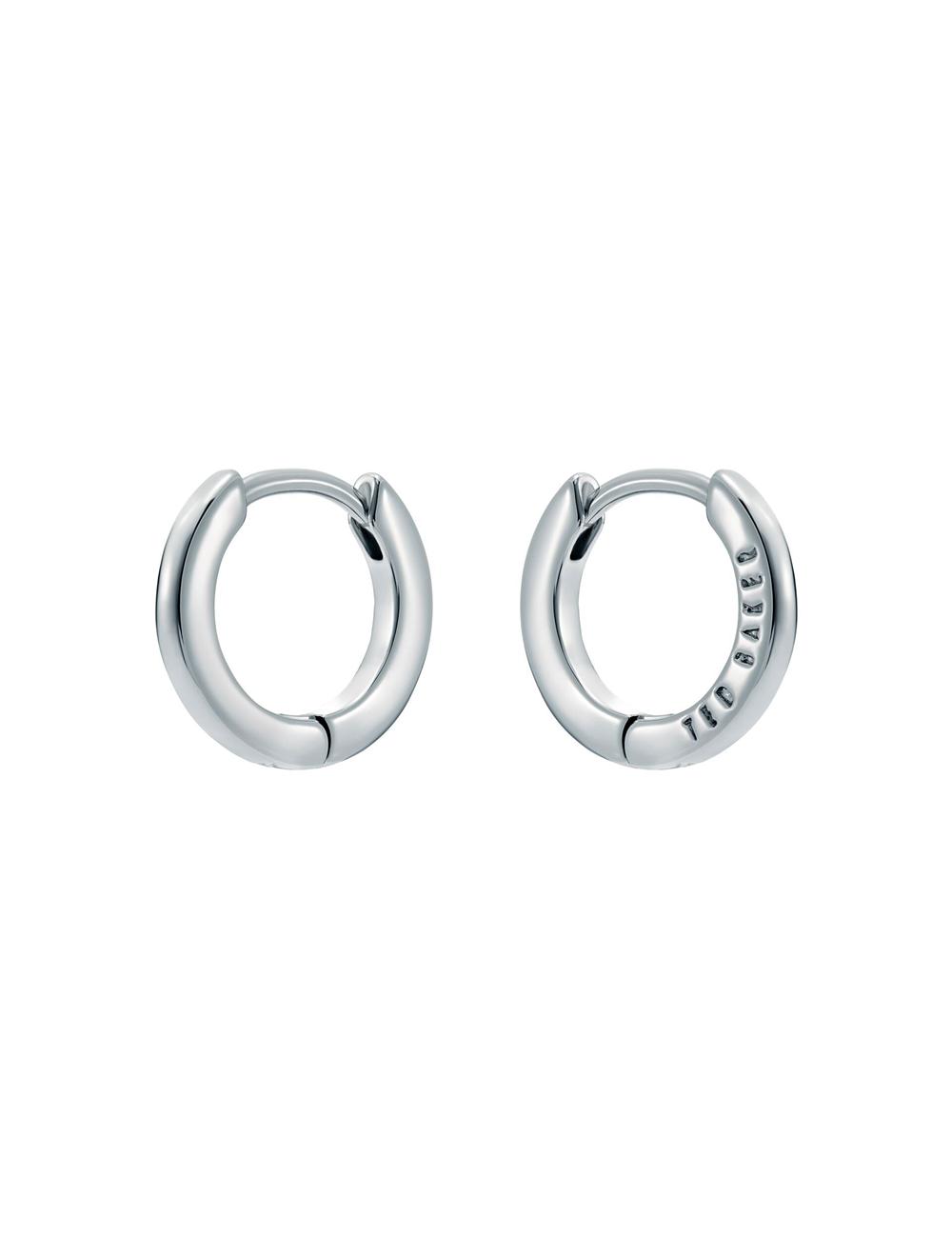 Silver Ted Baker CRISLIE - Engraved Logo Small Hoop Women Earrings | Ireland  2903-QXSWF