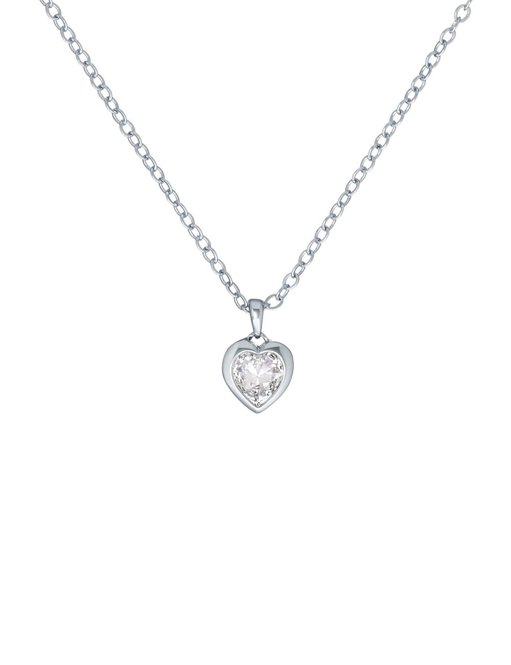Silver Ted Baker HANNELA - Solitaire Crystal Heart Pendant Women Necklaces | Ireland  3671-FSEHR