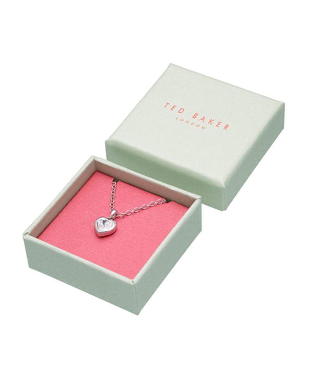 Silver Ted Baker HANNELA - Solitaire Crystal Heart Pendant Women Necklaces | Ireland  3671-FSEHR