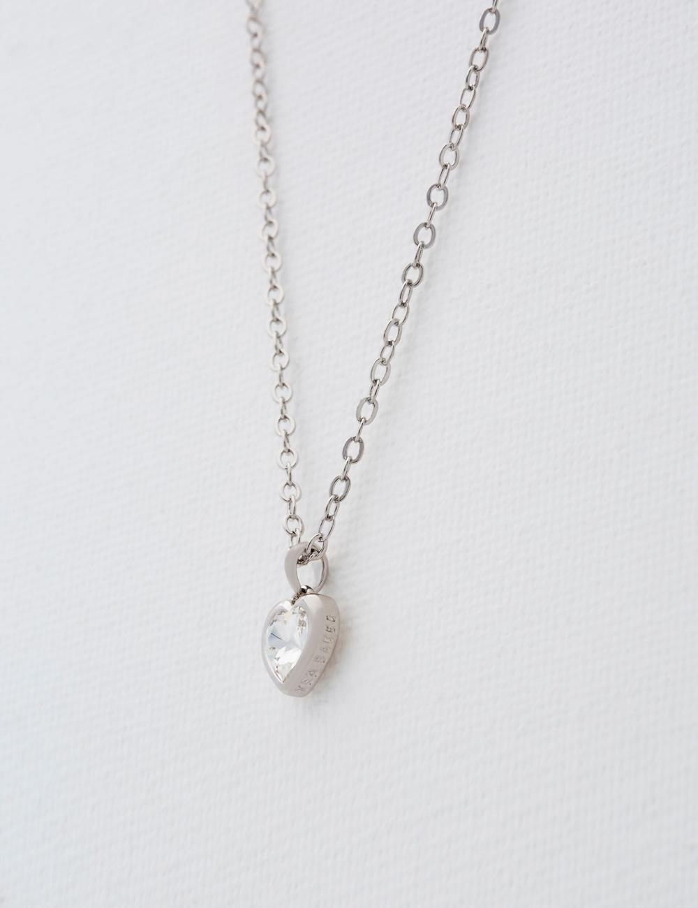 Silver Ted Baker HANNELA - Solitaire Crystal Heart Pendant Women Necklaces | Ireland  3671-FSEHR