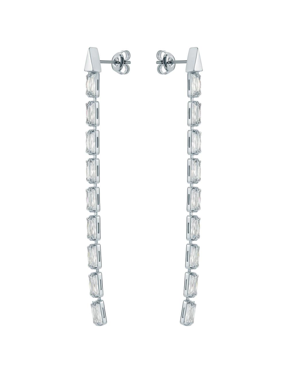 Silver Ted Baker ISALIE - Baguette Crystal Long Drop Women Earrings | Ireland  3410-EYMHZ