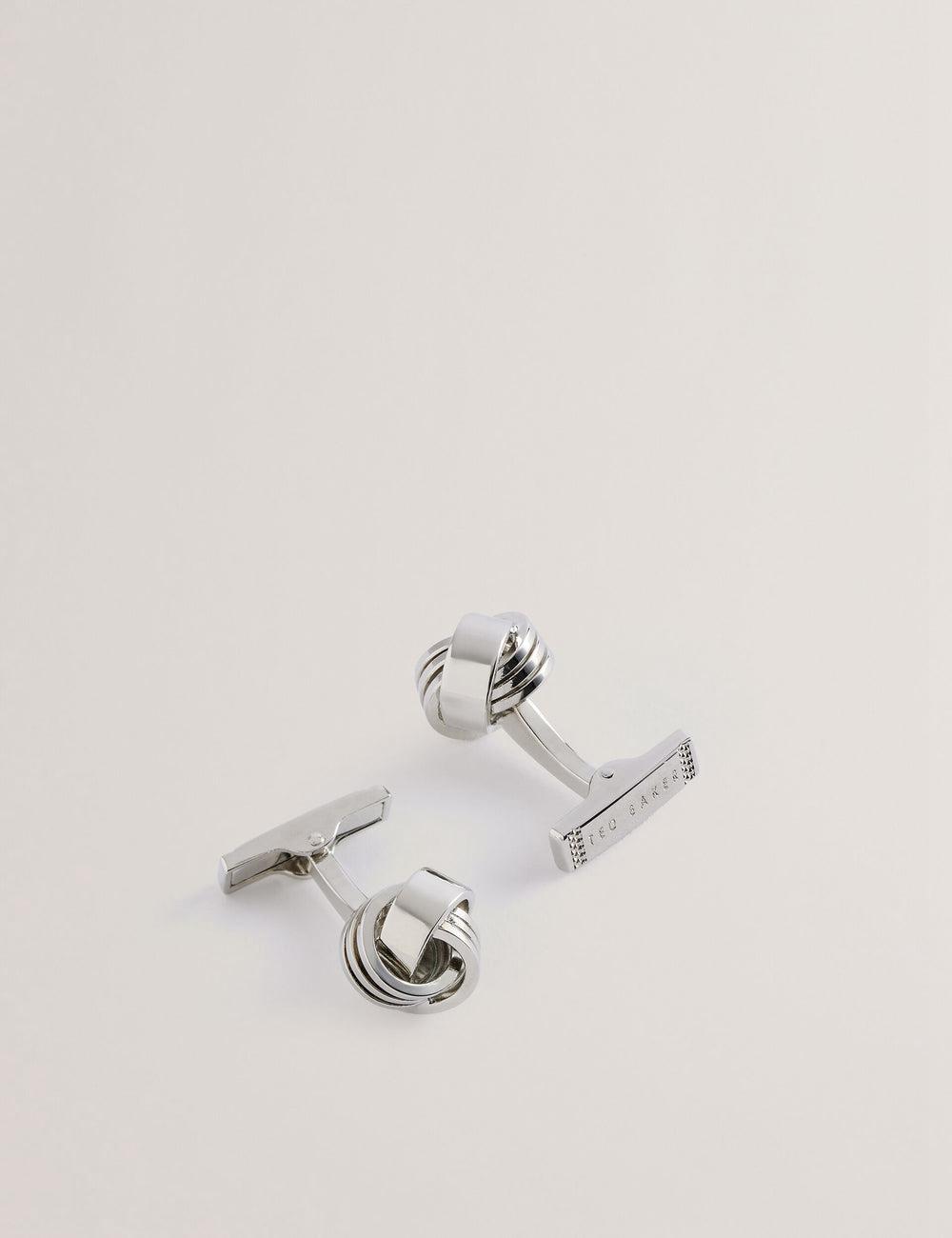 Silver Ted Baker KNOTED - Knotted Shiny Metal Men Cufflinks | Ireland  4837-IBFKH