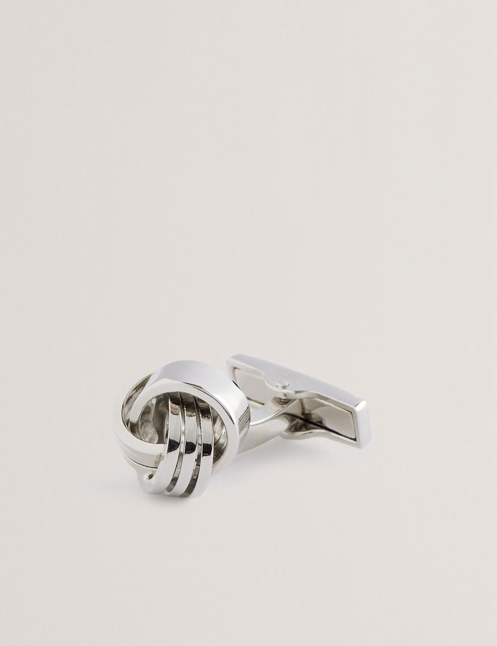 Silver Ted Baker KNOTED - Knotted Shiny Metal Men Cufflinks | Ireland  4837-IBFKH