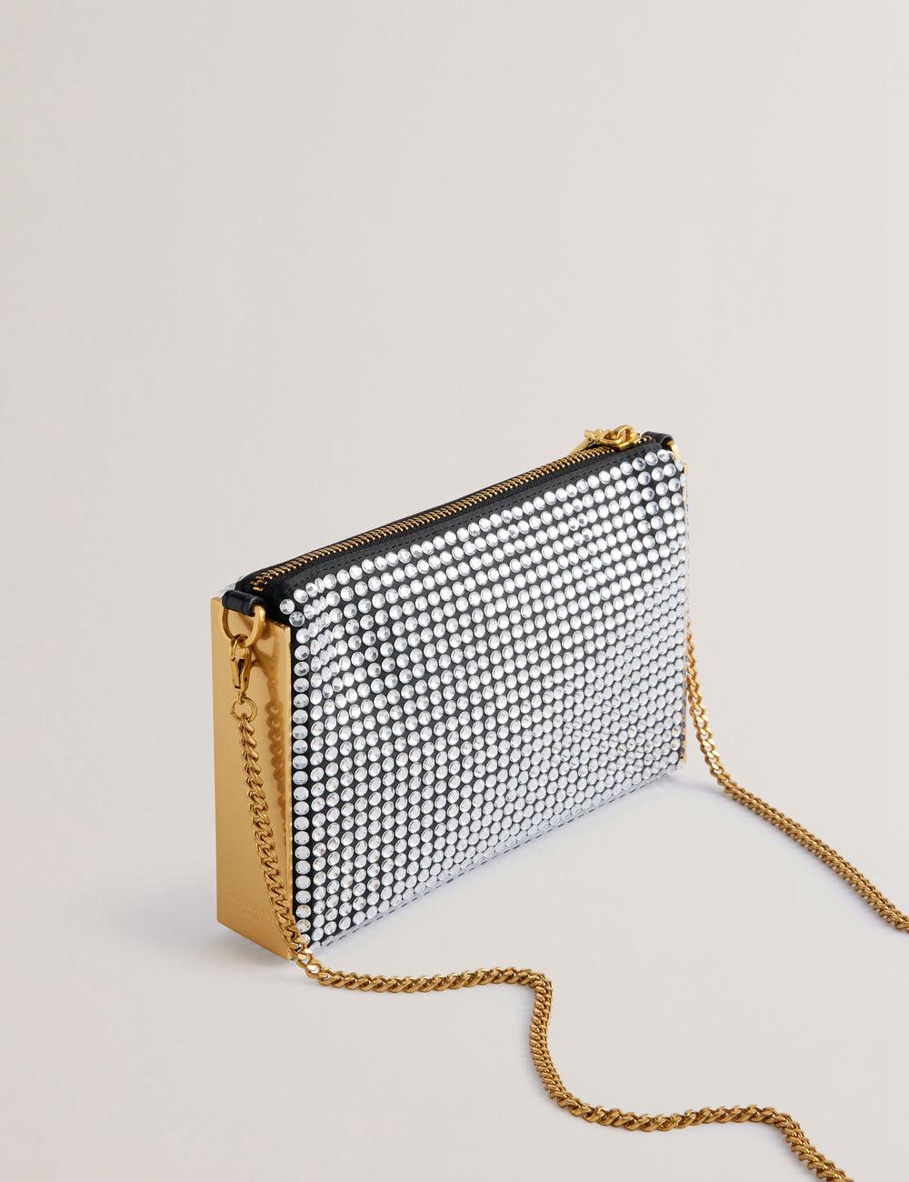 Silver Ted Baker KRIISA - Crystal Hardware Side Clutch Women Clutch Bag | Ireland  4702-FANJE