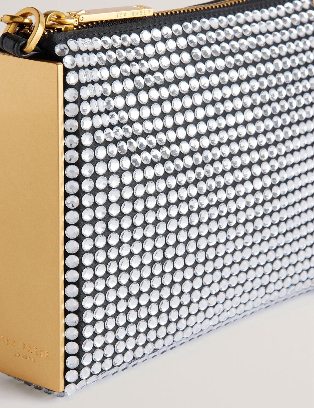 Silver Ted Baker KRIISA - Crystal Hardware Side Clutch Women Clutch Bag | Ireland  4702-FANJE