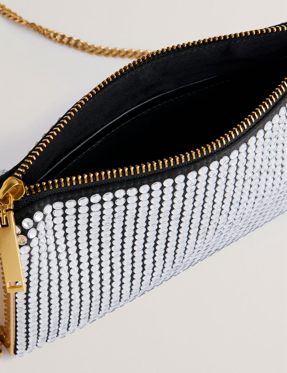 Silver Ted Baker KRIISA - Crystal Hardware Side Clutch Women Clutch Bag | Ireland  4702-FANJE