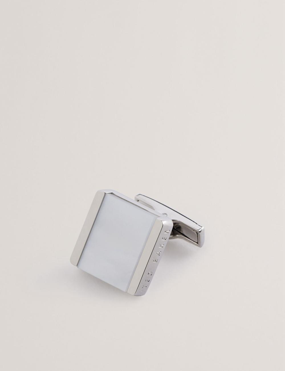 Silver Ted Baker PAYDEN - Pearlescent Stone Square Men Cufflinks | Ireland  2158-OCKTR