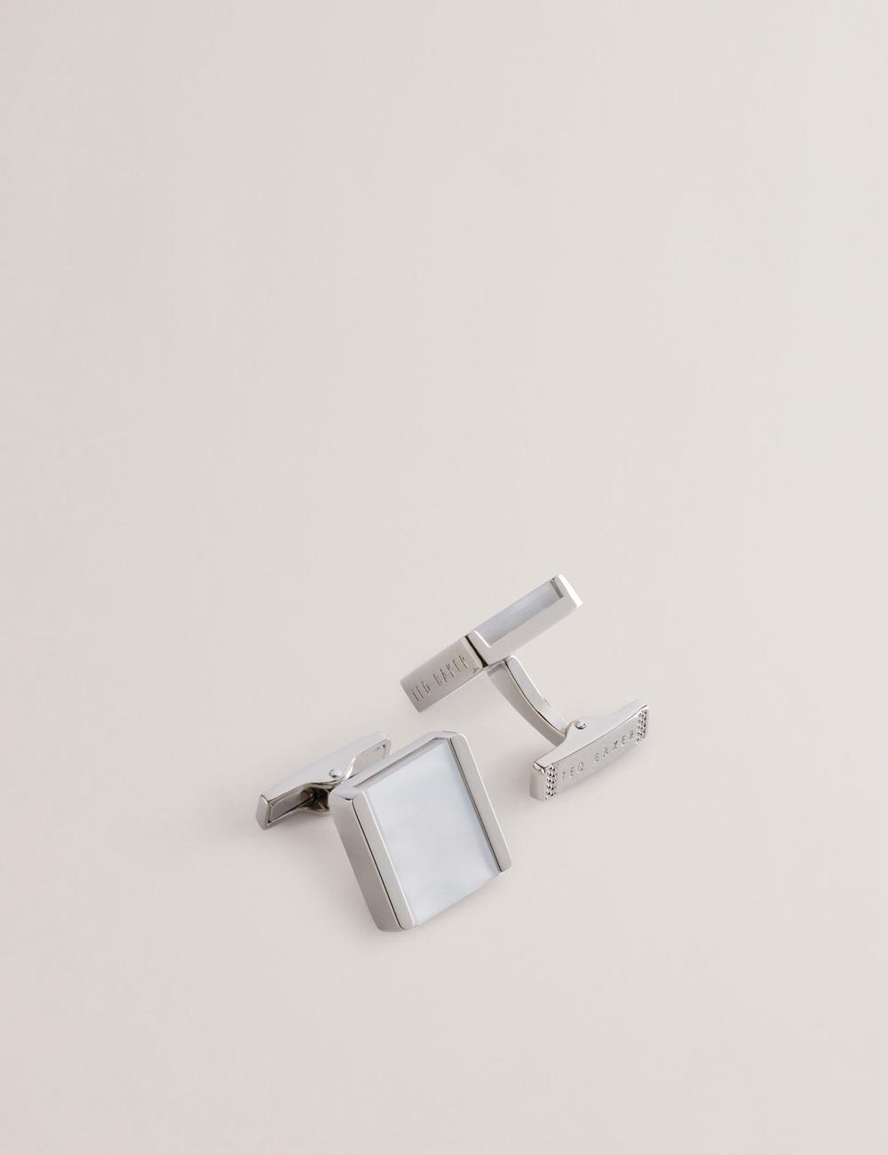 Silver Ted Baker PAYDEN - Pearlescent Stone Square Men Cufflinks | Ireland  2158-OCKTR