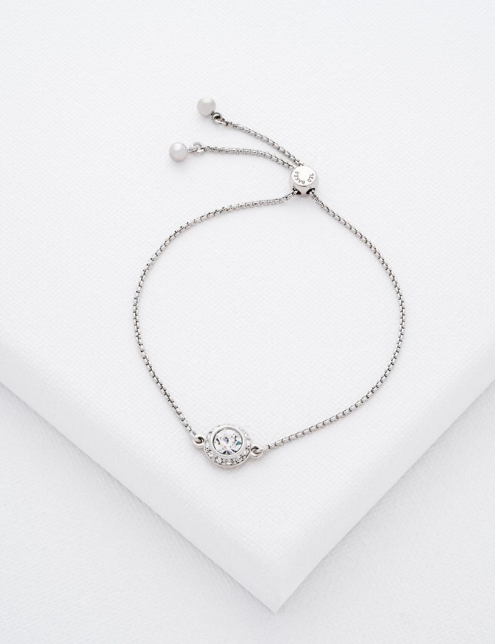 Silver Ted Baker SOLETA - Solitaire Sparkle Crystal Adjustable Women Bracelets | Ireland  9634-MNICX
