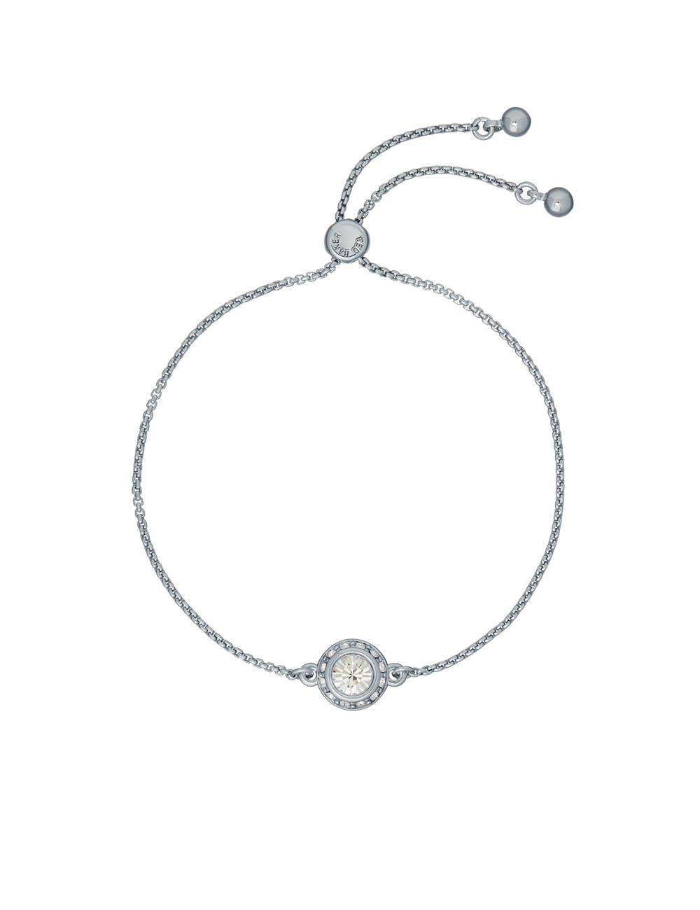 Silver Ted Baker SOLETA - Solitaire Sparkle Crystal Adjustable Women Bracelets | Ireland  9634-MNICX