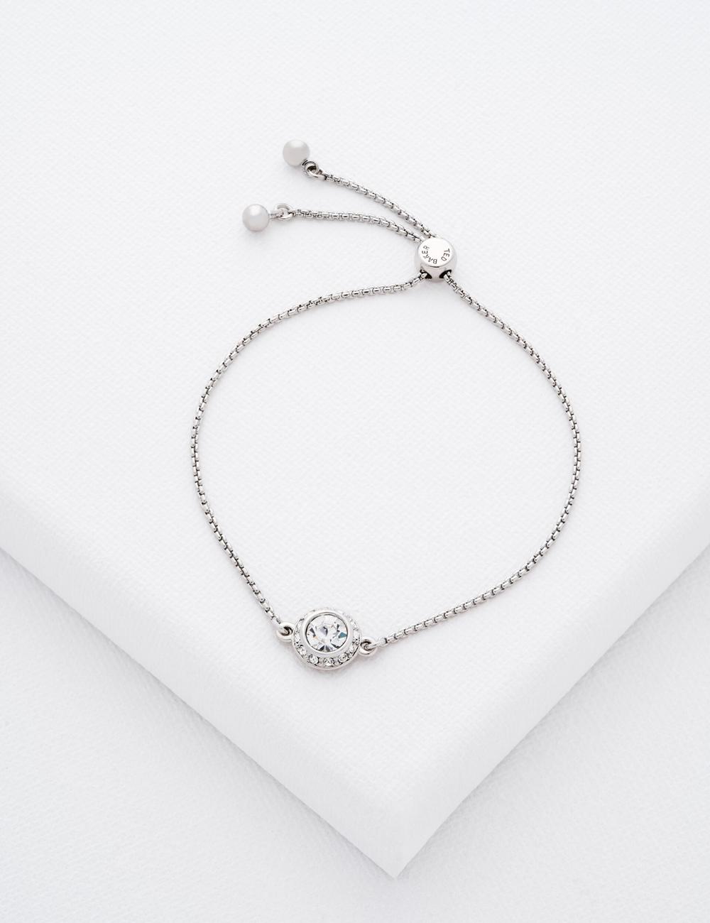Silver Ted Baker SOLETA - Solitaire Sparkle Crystal Adjustable Women Bracelets | Ireland  9634-MNICX