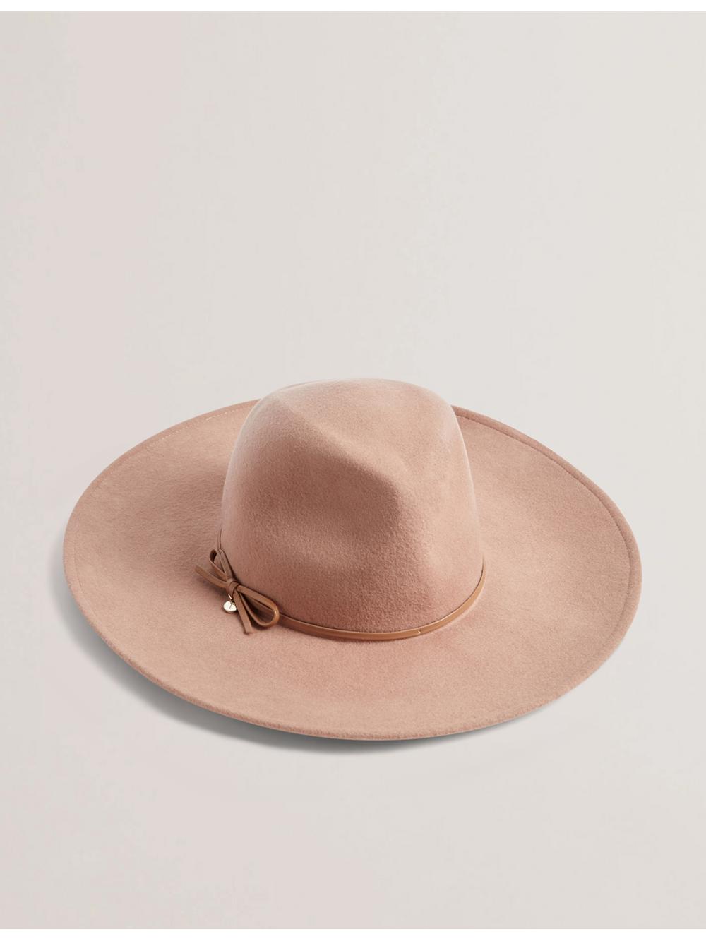 Tan Ted Baker ABBIIIO - Bow Detail Pure Wool Women Fedora Hats | Ireland  4029-UBORW