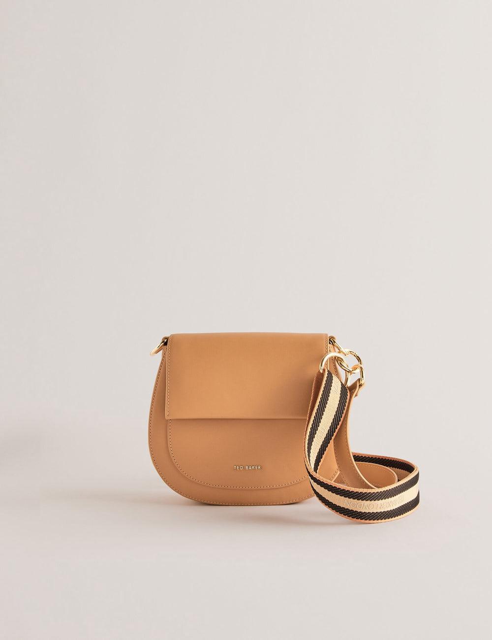 Taupe Ted Baker DARCELL - Leather Webbing Crossbody Satchel Women Satchel Bags | Ireland  5078-ANGDR