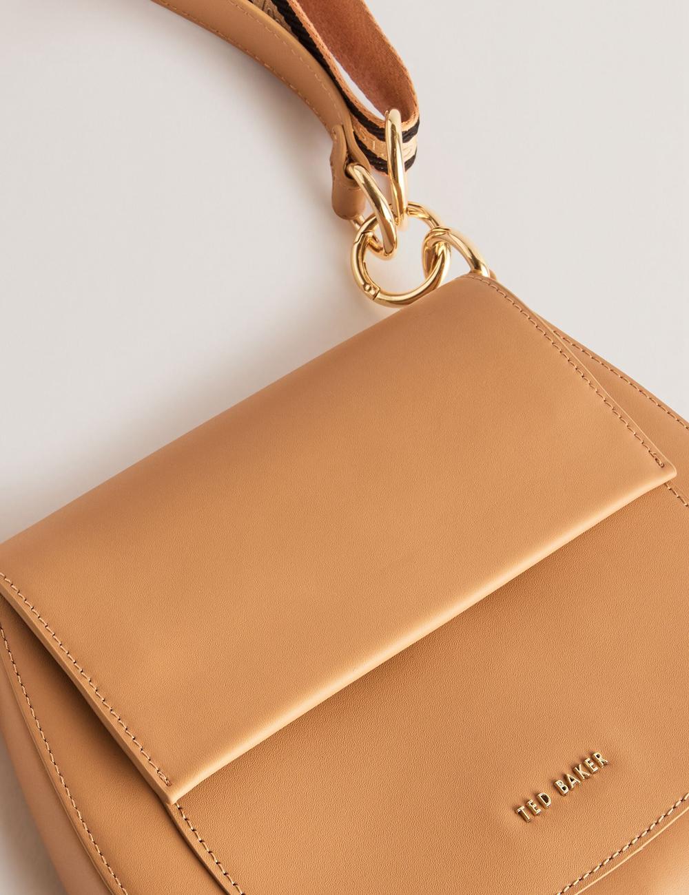 Taupe Ted Baker DARCELL - Leather Webbing Crossbody Satchel Women Satchel Bags | Ireland  5078-ANGDR