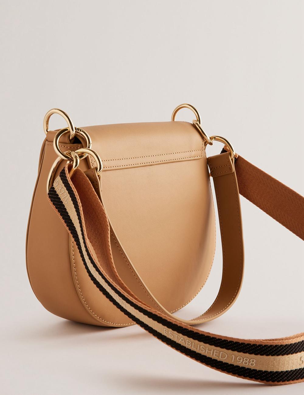 Taupe Ted Baker DARCELL - Leather Webbing Crossbody Satchel Women Satchel Bags | Ireland  5078-ANGDR