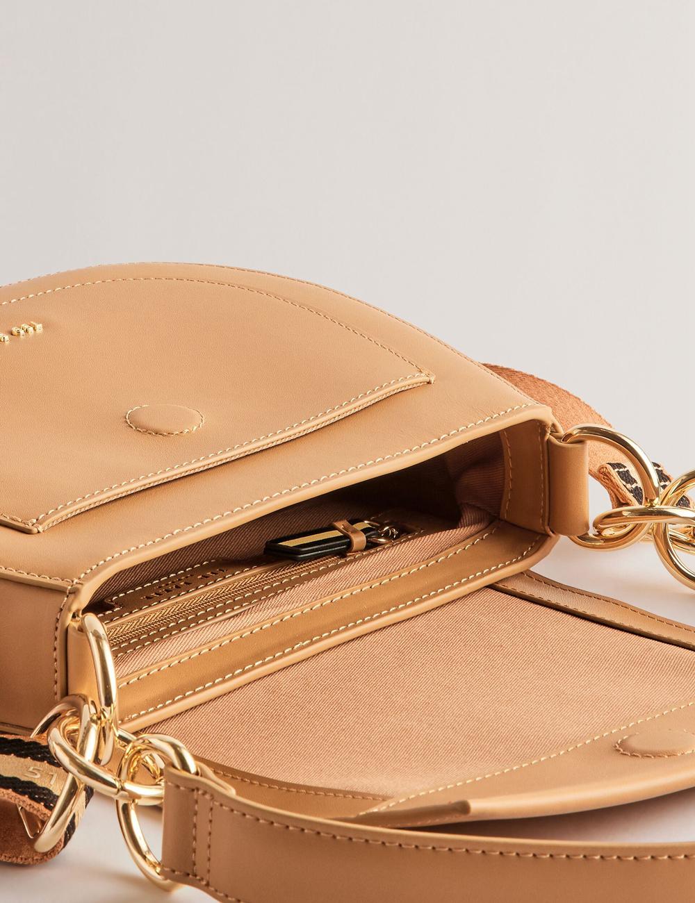 Taupe Ted Baker DARCELL - Leather Webbing Crossbody Satchel Women Satchel Bags | Ireland  5078-ANGDR