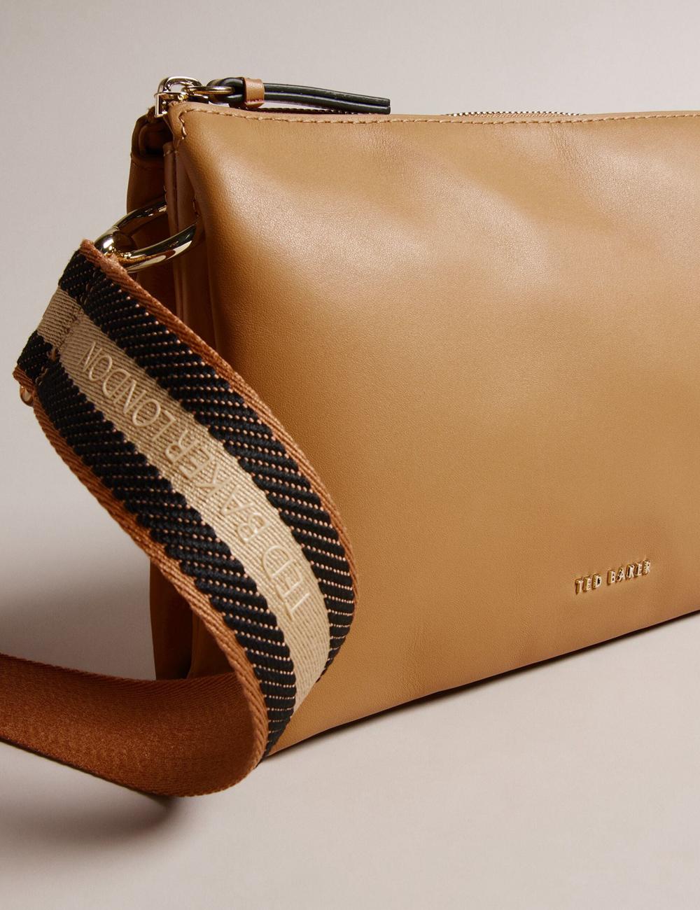 Taupe Ted Baker DARCEYY - Leather With Webbing Strap Women Crossbody Bags | Ireland  6375-OUADZ