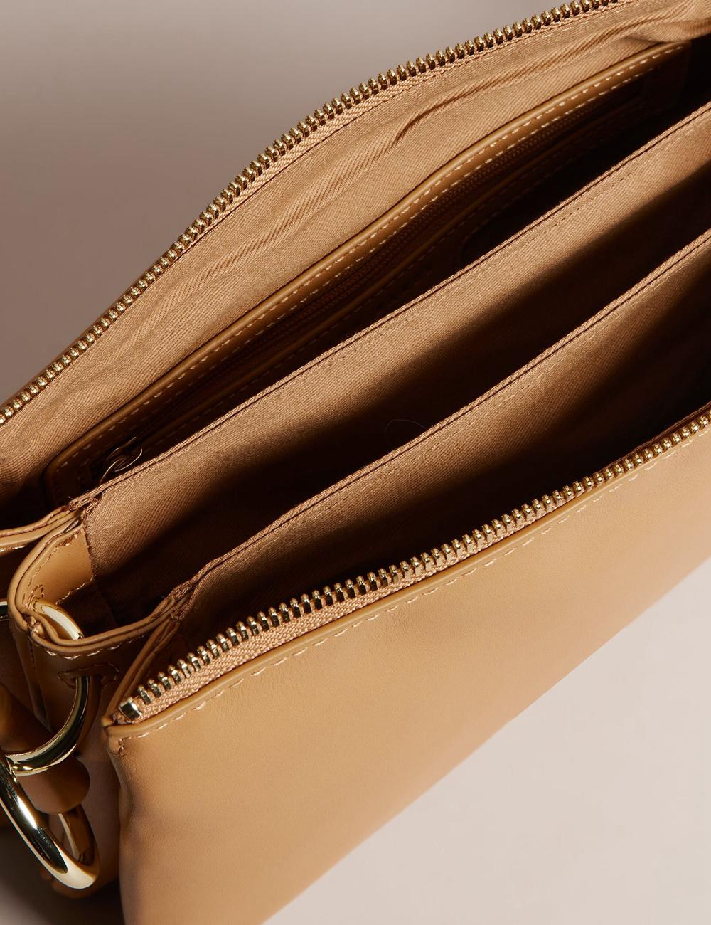 Taupe Ted Baker DARCEYY - Leather With Webbing Strap Women Crossbody Bags | Ireland  6375-OUADZ