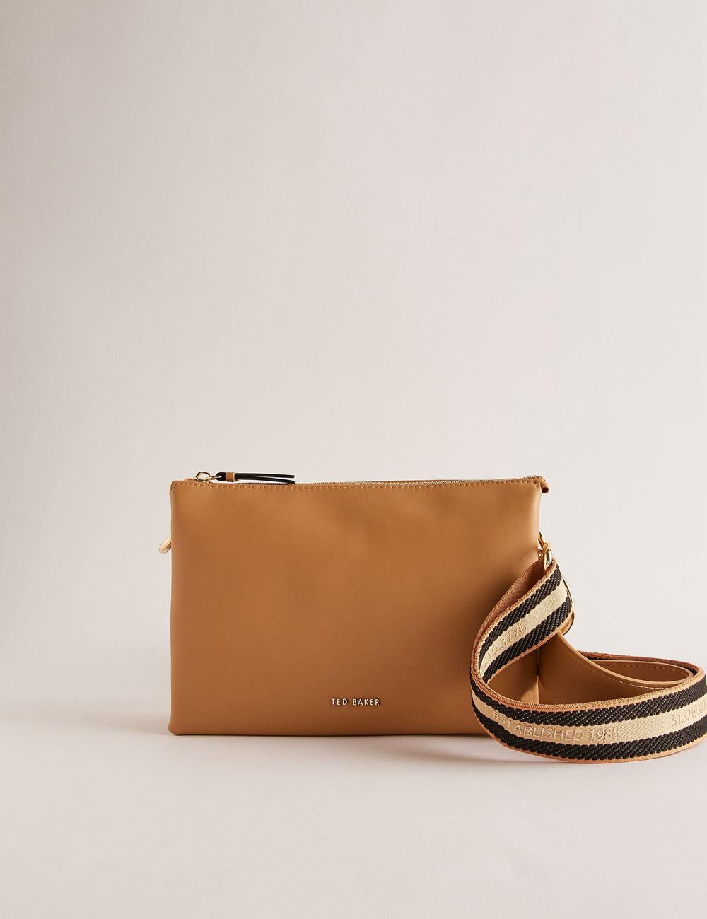 Taupe Ted Baker DARCEYY - Leather With Webbing Strap Women Crossbody Bags | Ireland  6375-OUADZ