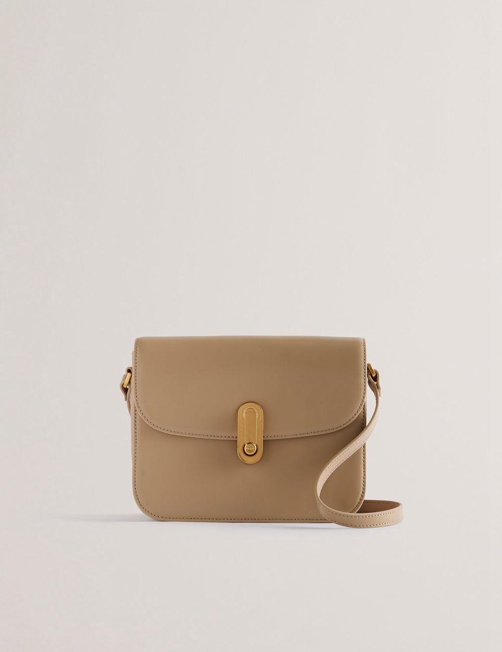 Taupe Ted Baker KKAYLI - Polished Leather Crossbody Satchel Women Satchel Bags | Ireland  8245-QRJUO