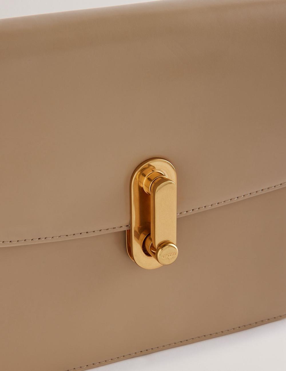 Taupe Ted Baker KKAYLI - Polished Leather Crossbody Satchel Women Satchel Bags | Ireland  8245-QRJUO