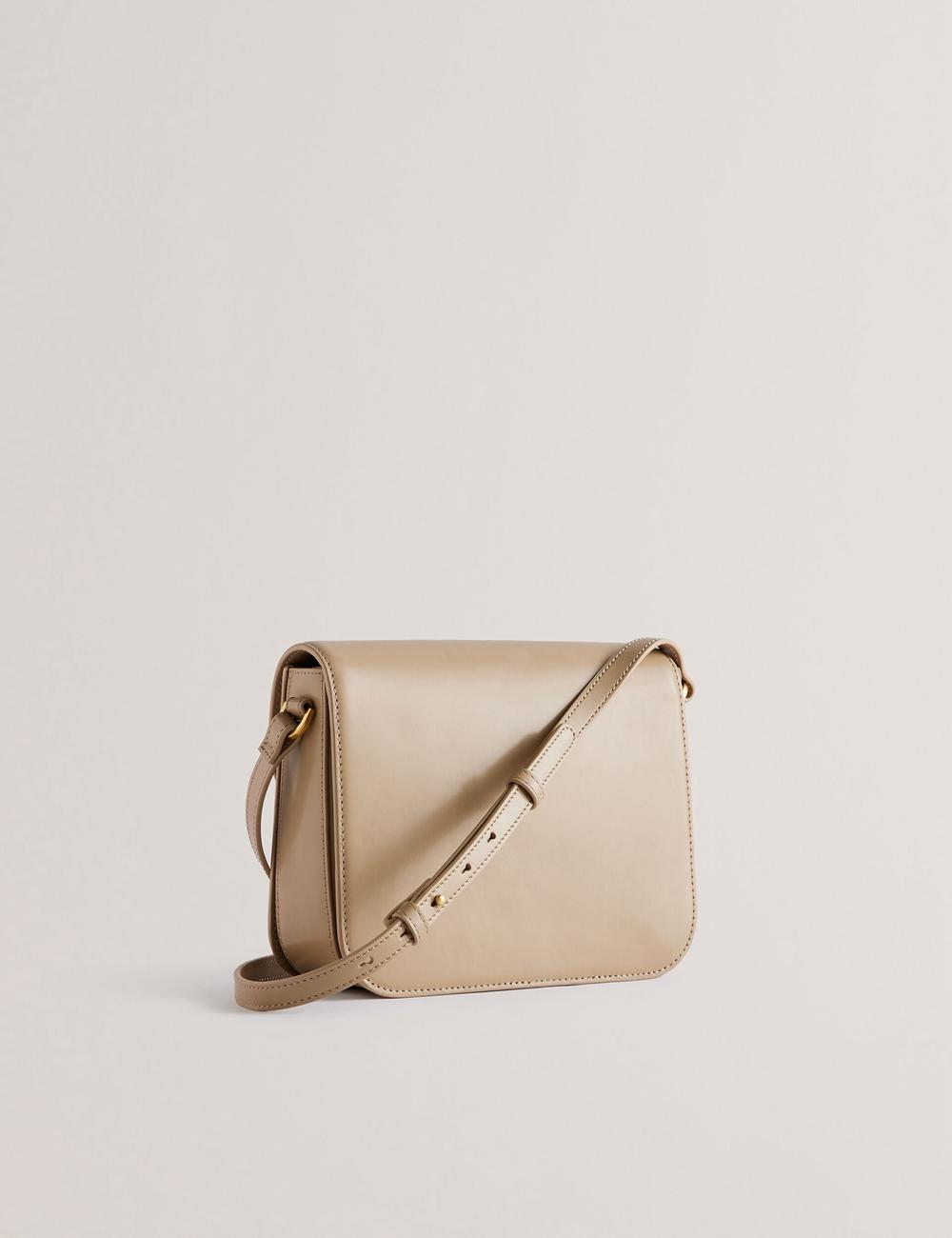 Taupe Ted Baker KKAYLI - Polished Leather Crossbody Satchel Women Satchel Bags | Ireland  8245-QRJUO