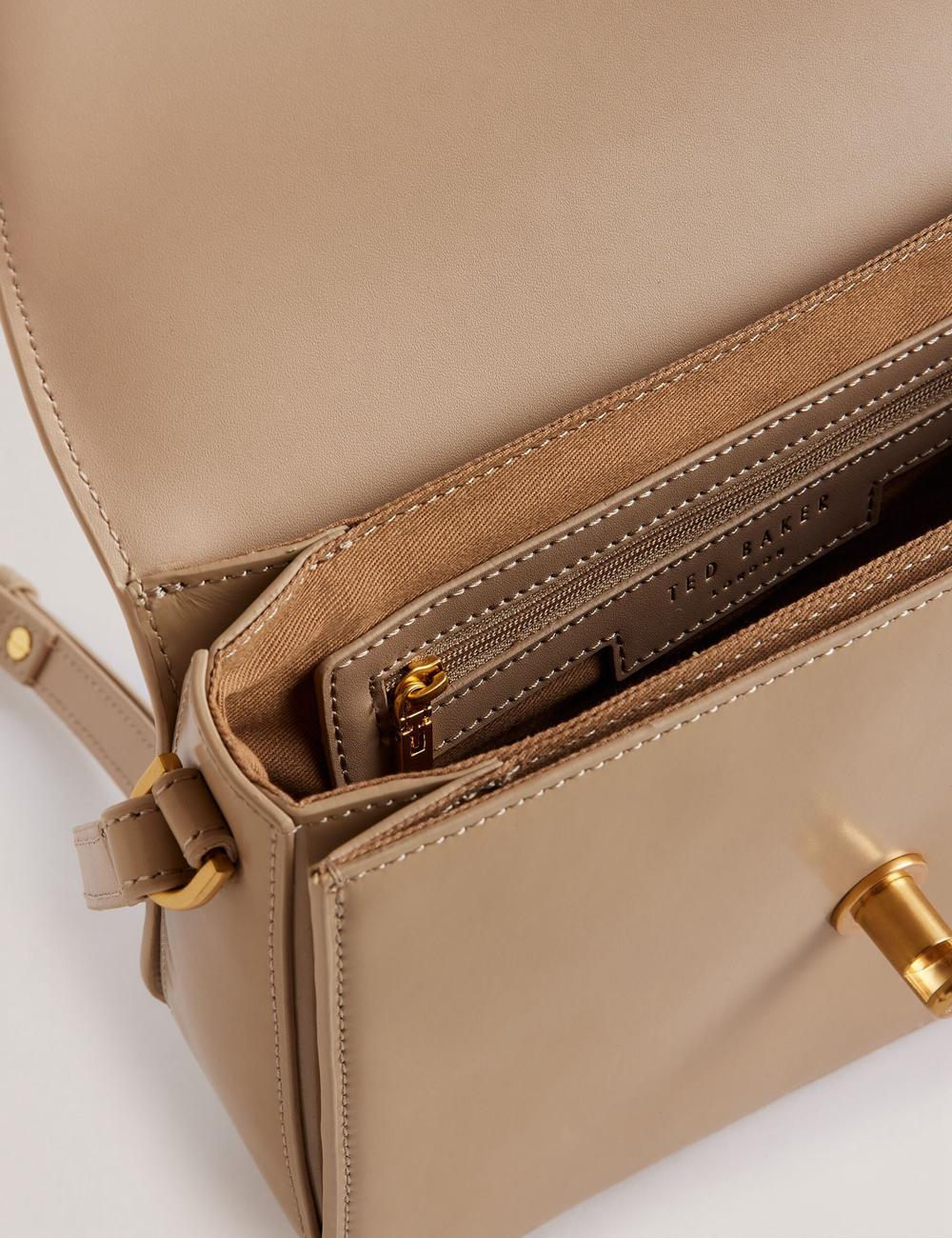 Taupe Ted Baker KKAYLI - Polished Leather Crossbody Satchel Women Satchel Bags | Ireland  8245-QRJUO