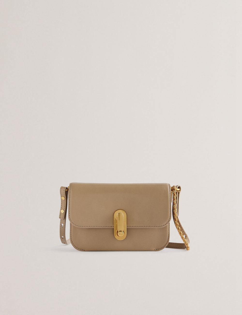 Taupe Ted Baker KKAYSA - Leather Twist Lock Small Women Crossbody Bags | Ireland  2790-EJOCX