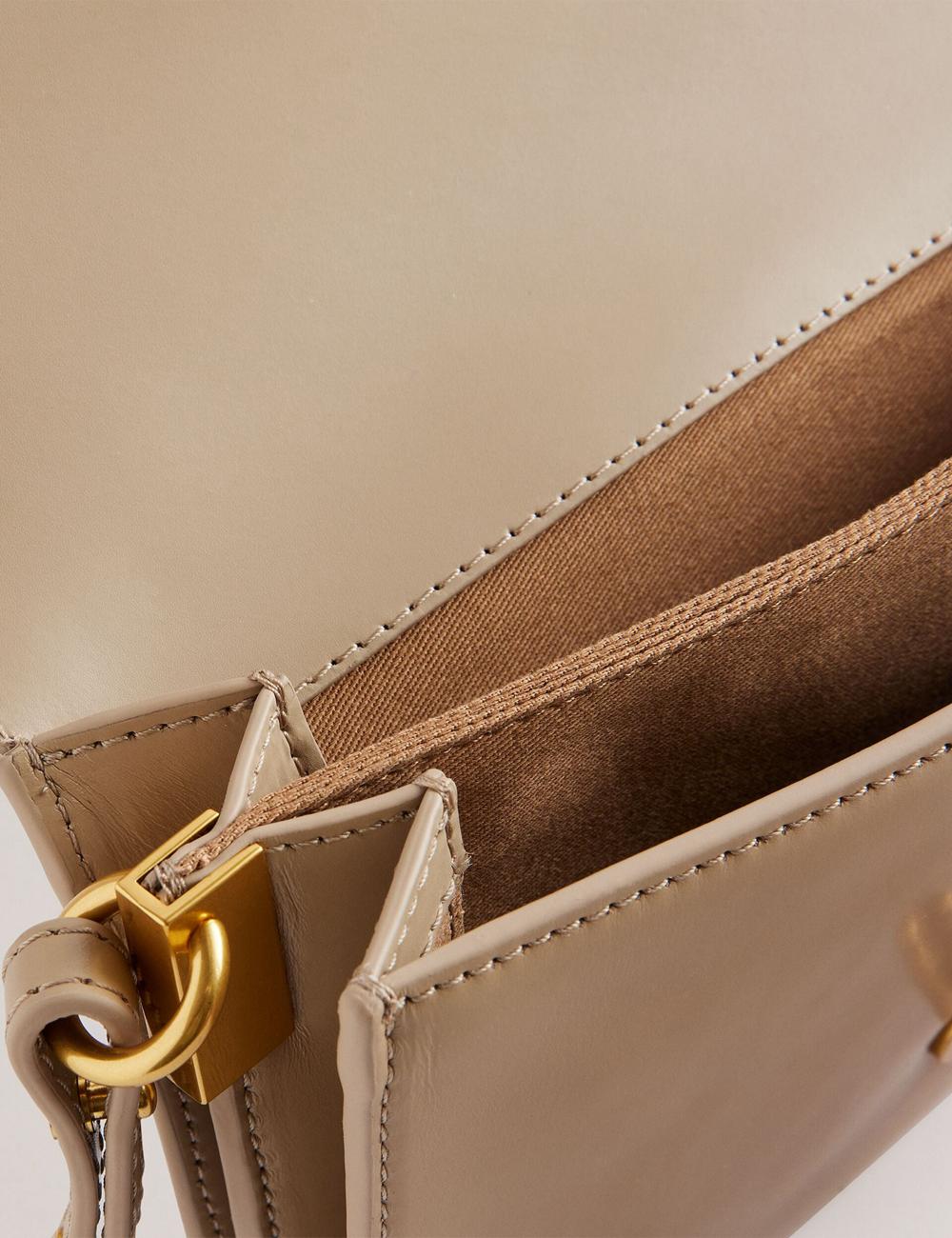 Taupe Ted Baker KKAYSA - Leather Twist Lock Small Women Crossbody Bags | Ireland  2790-EJOCX