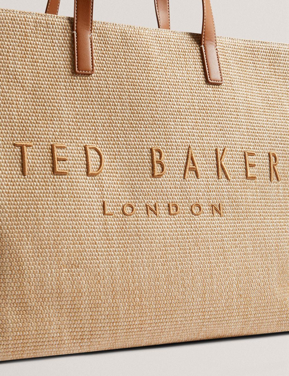 Taupe Ted Baker PALLMER - Faux Raffia PU Trim Large Women Tote Bags | Ireland  9057-IVBRM