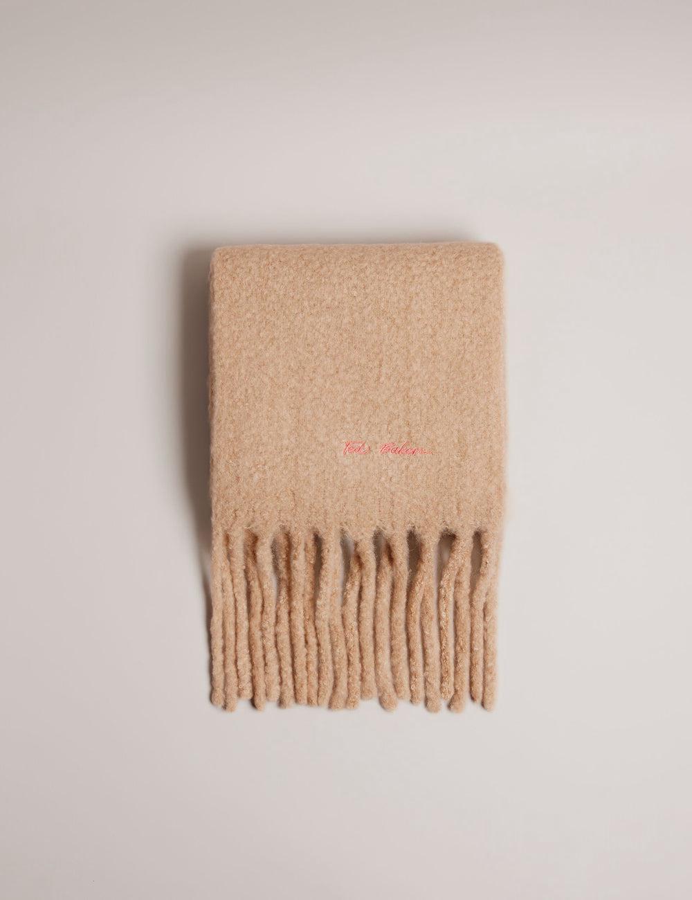 Taupe Ted Baker SHELMAS - Fluffy Wool Blend Blanket Knitted Women Scarves | Ireland  4578-OHDTW