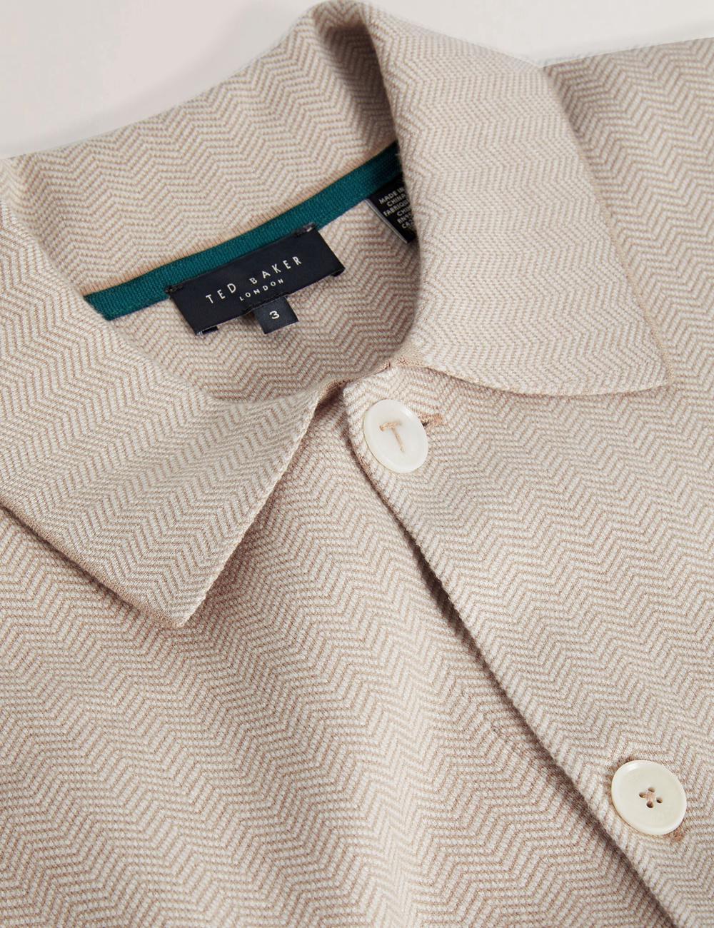 Taupe Ted Baker THIMON - Herringbone Knit Button-Up Men Jackets | Ireland  3764-BNPDK