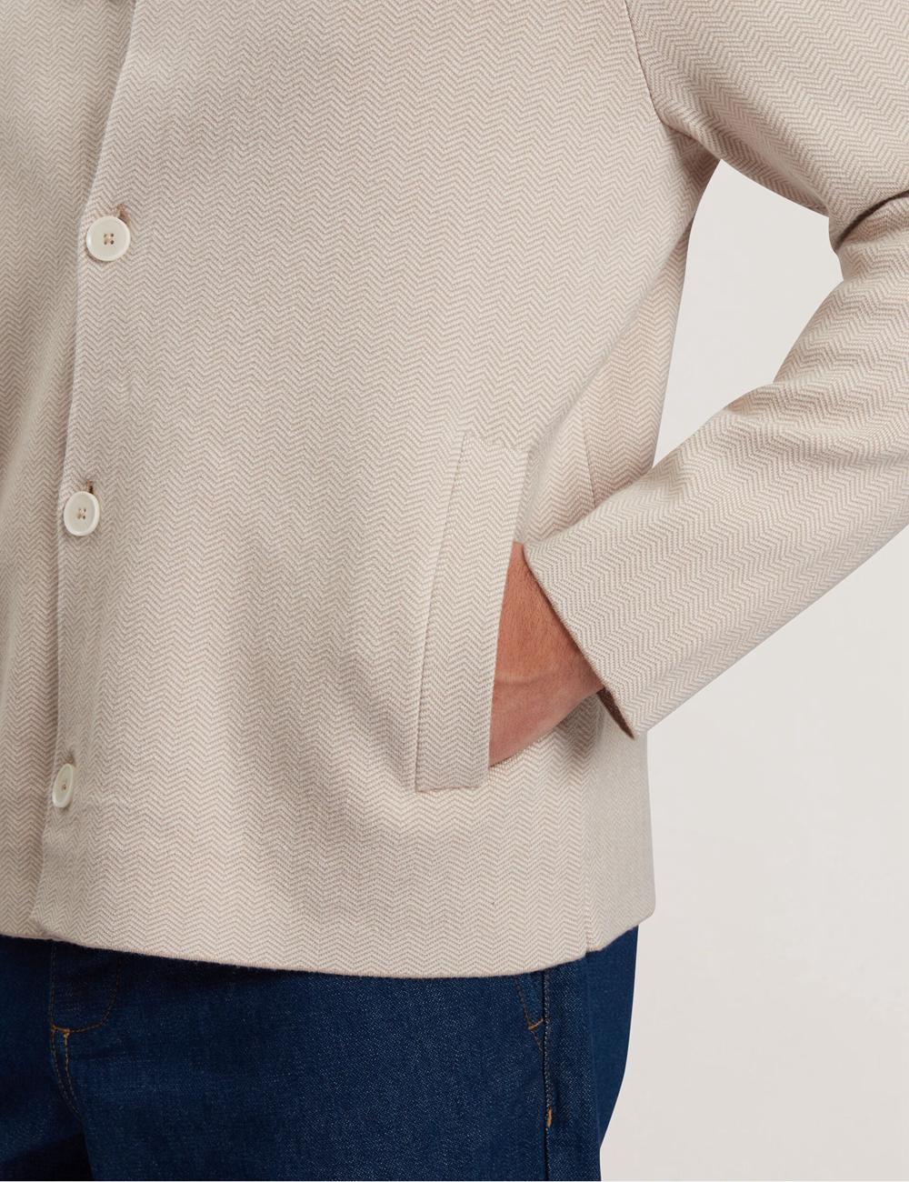 Taupe Ted Baker THIMON - Herringbone Knit Button-Up Men Jackets | Ireland  3764-BNPDK