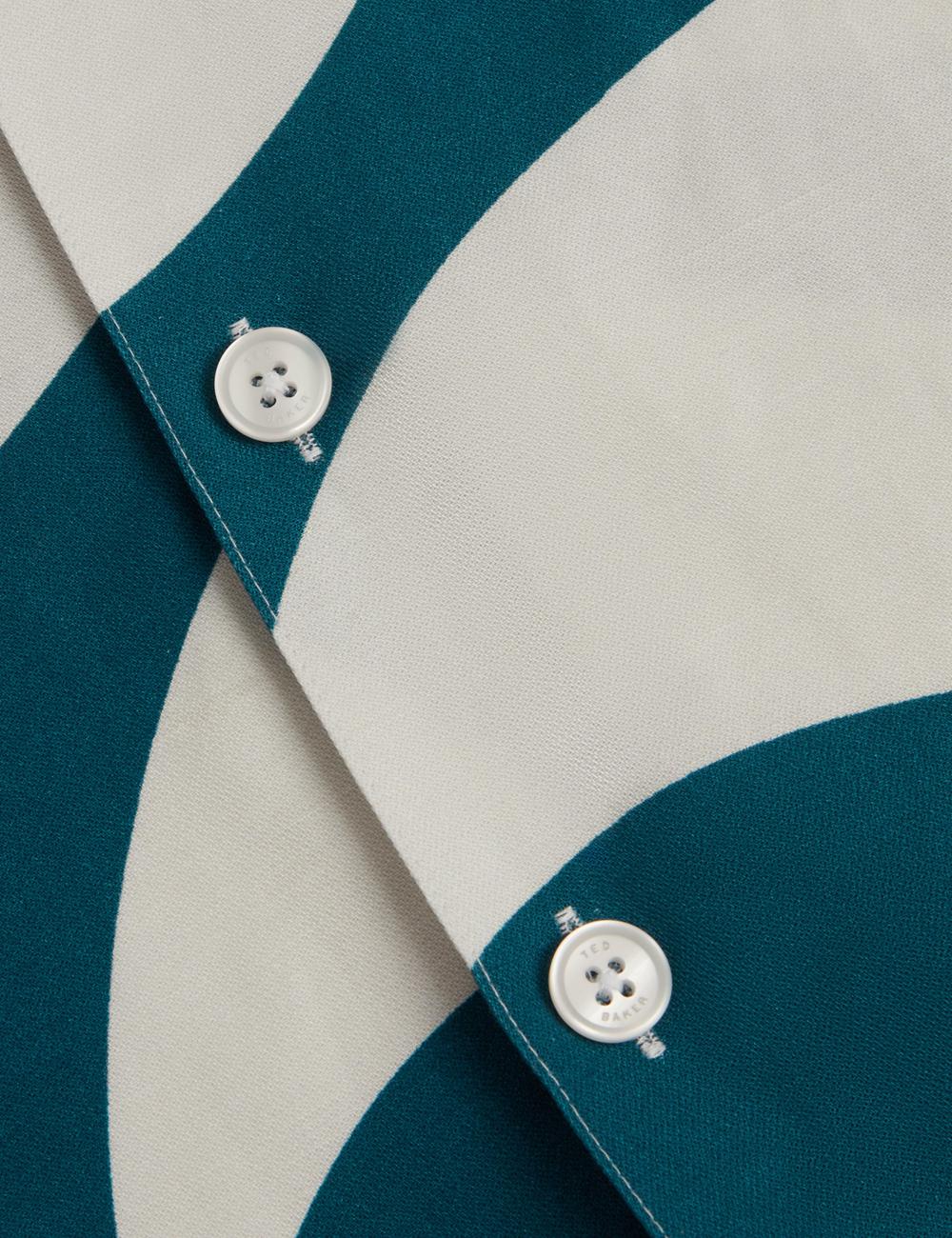 Turquoise Ted Baker ROLDAN - Short Sleeve Oversized Swirl Print Men Casual Shirts | Ireland  9073-PKVJS