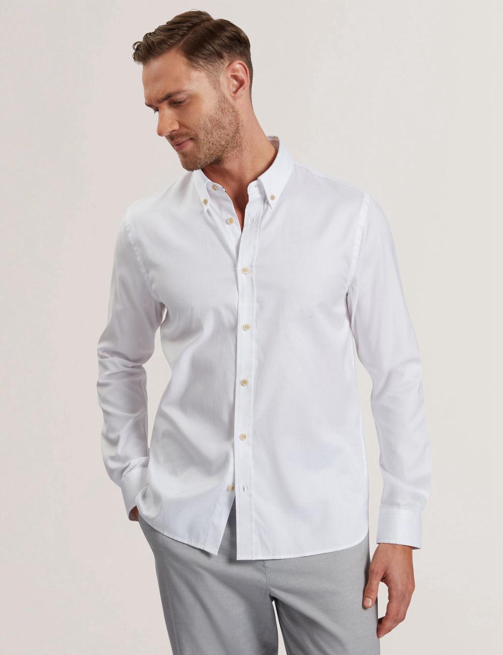 White Ted Baker ALLARDO - Regular Fit Cotton Oxford Men Casual Shirts | Ireland  1394-XEDIB