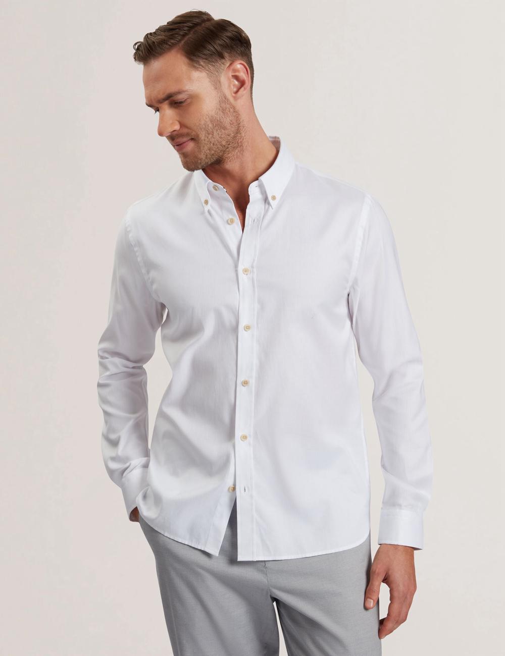 White Ted Baker ALLARDO - Regular Fit Cotton Oxford Men Casual Shirts | Ireland  1394-XEDIB