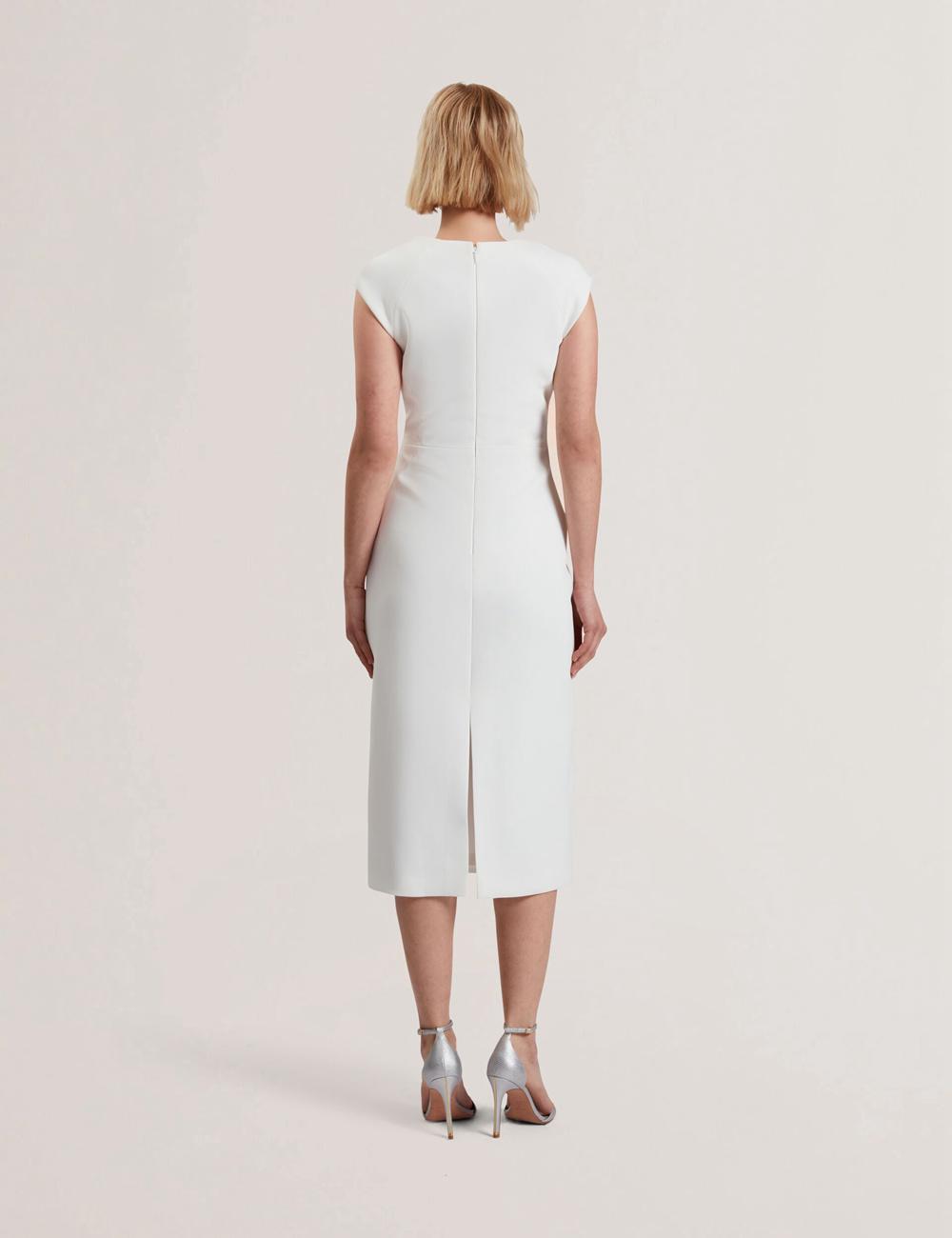 White Ted Baker BAYREE - Folded Neckline Pencil Women Midi Dresses | Ireland  5704-GKZWM