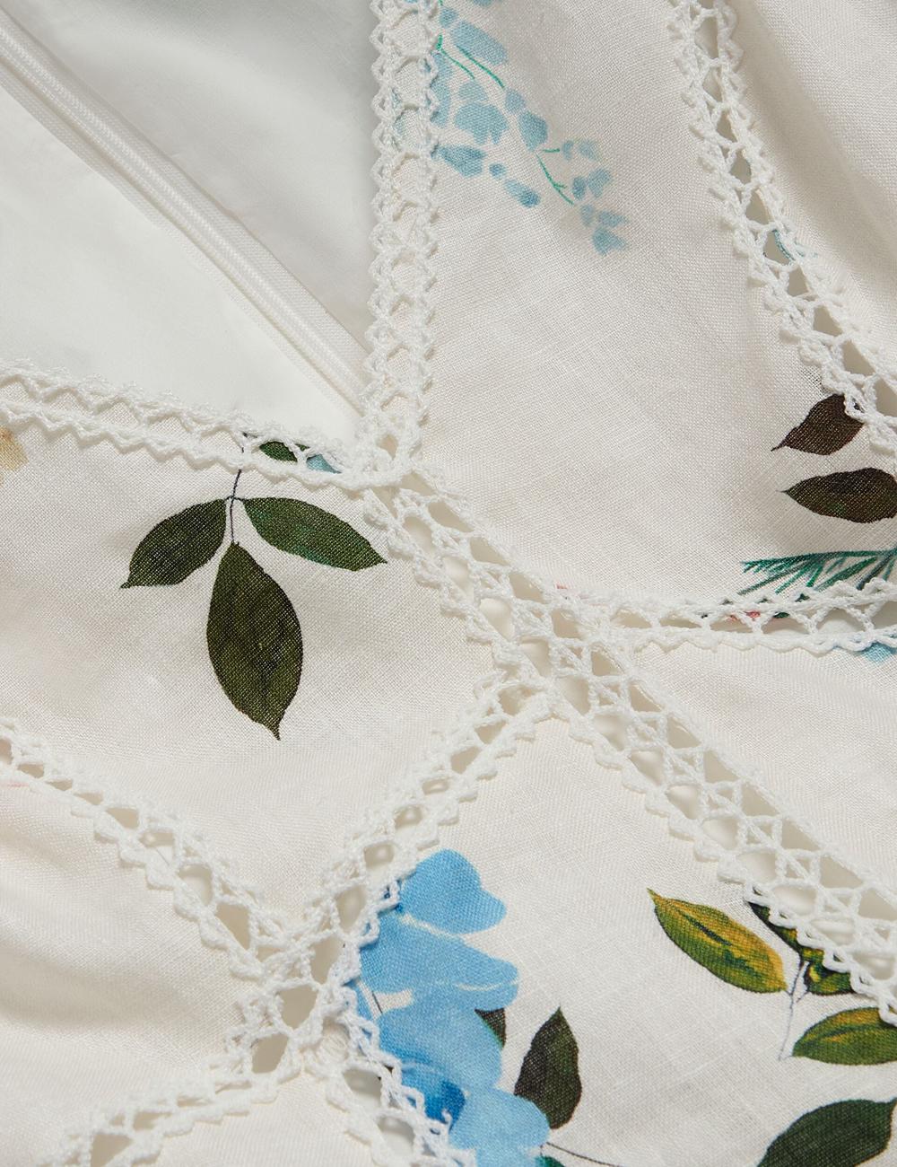White Ted Baker BELVIDA - Floral Crochet Trim Linen Women Mini Dresses | Ireland  1029-ZUGJR
