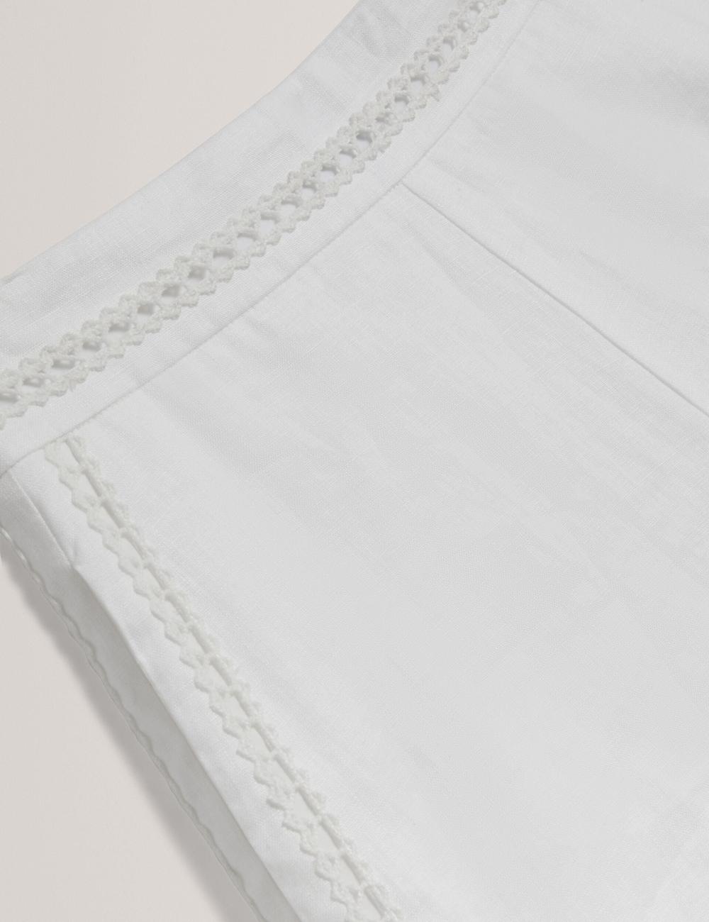 White Ted Baker BUCCIA - Crochet Trim High Waisted Linen Women Shorts | Ireland  5843-THQIZ
