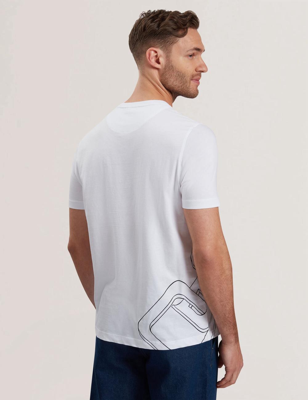 White Ted Baker CRAIGEY - Logo Graphic Crew Neck Cotton Men T-Shirts | Ireland  7640-ZAUEG
