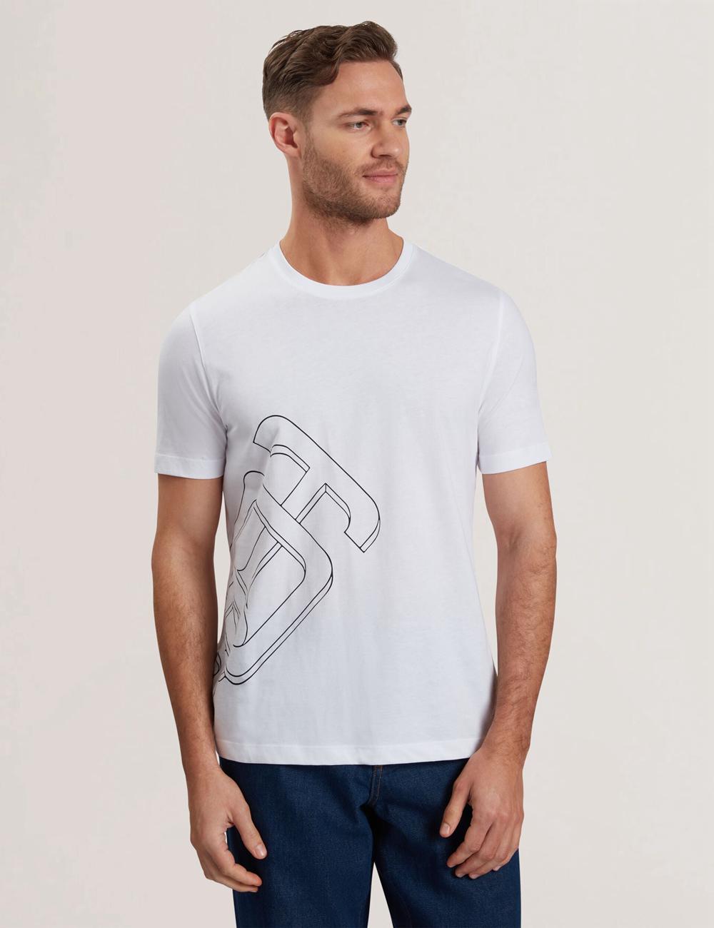 White Ted Baker CRAIGEY - Logo Graphic Crew Neck Cotton Men T-Shirts | Ireland  7640-ZAUEG