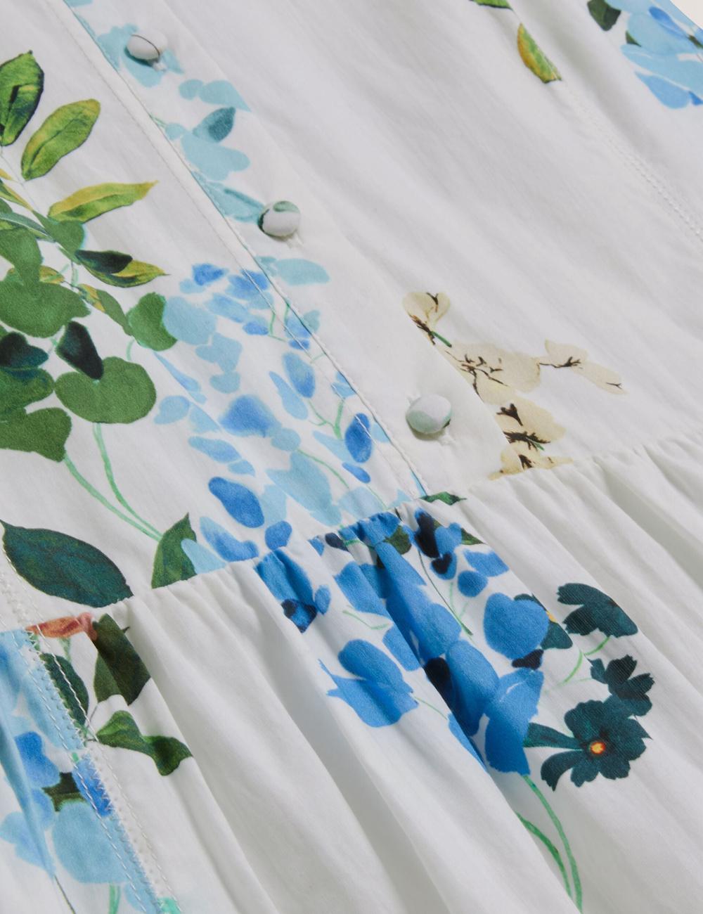 White Ted Baker GIOLIA - Sleeveless Floral Cotton A-Line Women Midi Dresses | Ireland  5984-JXNUT
