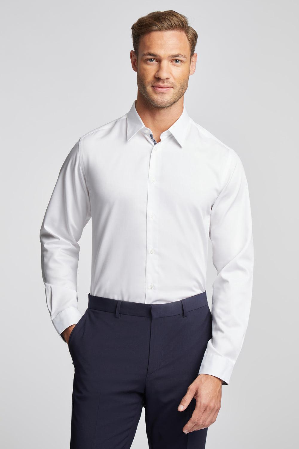 White Ted Baker HOLMES - Slim Fit Plain Cotton Men Formal Shirts | Ireland  4207-PLKDS
