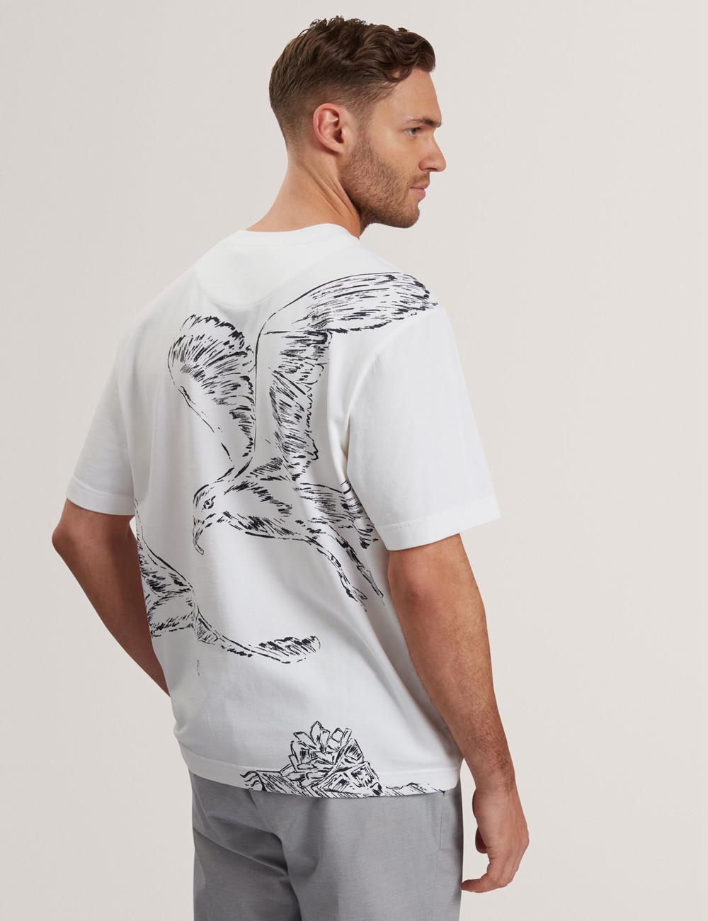 White Ted Baker JAMESIO - Short Sleeve Graphic Seagull Men T-Shirts | Ireland  2345-AJGUR