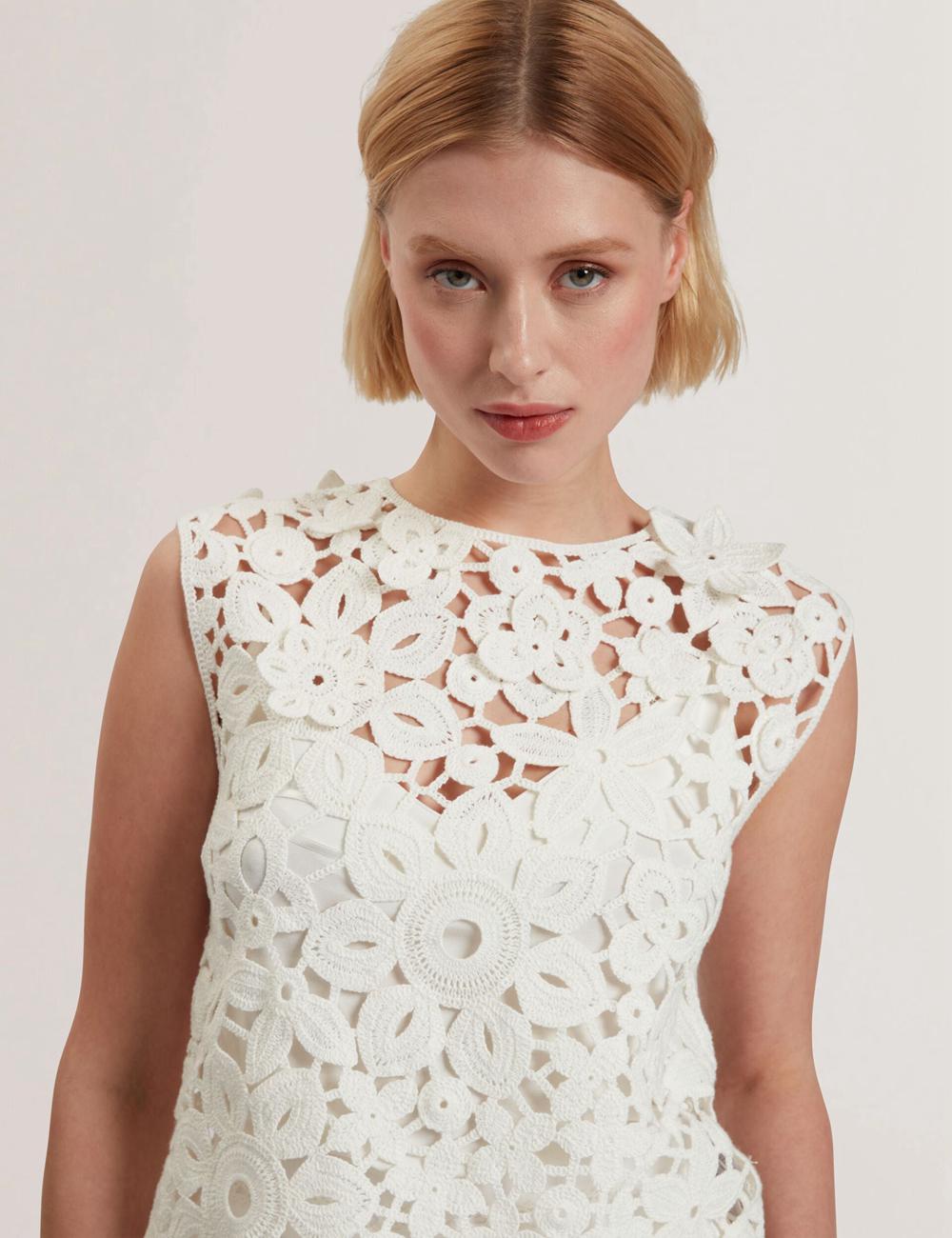 White Ted Baker JOYYRA - Floral Crochet Knit Sleeveless Women Tops | Ireland  2037-QAYXU