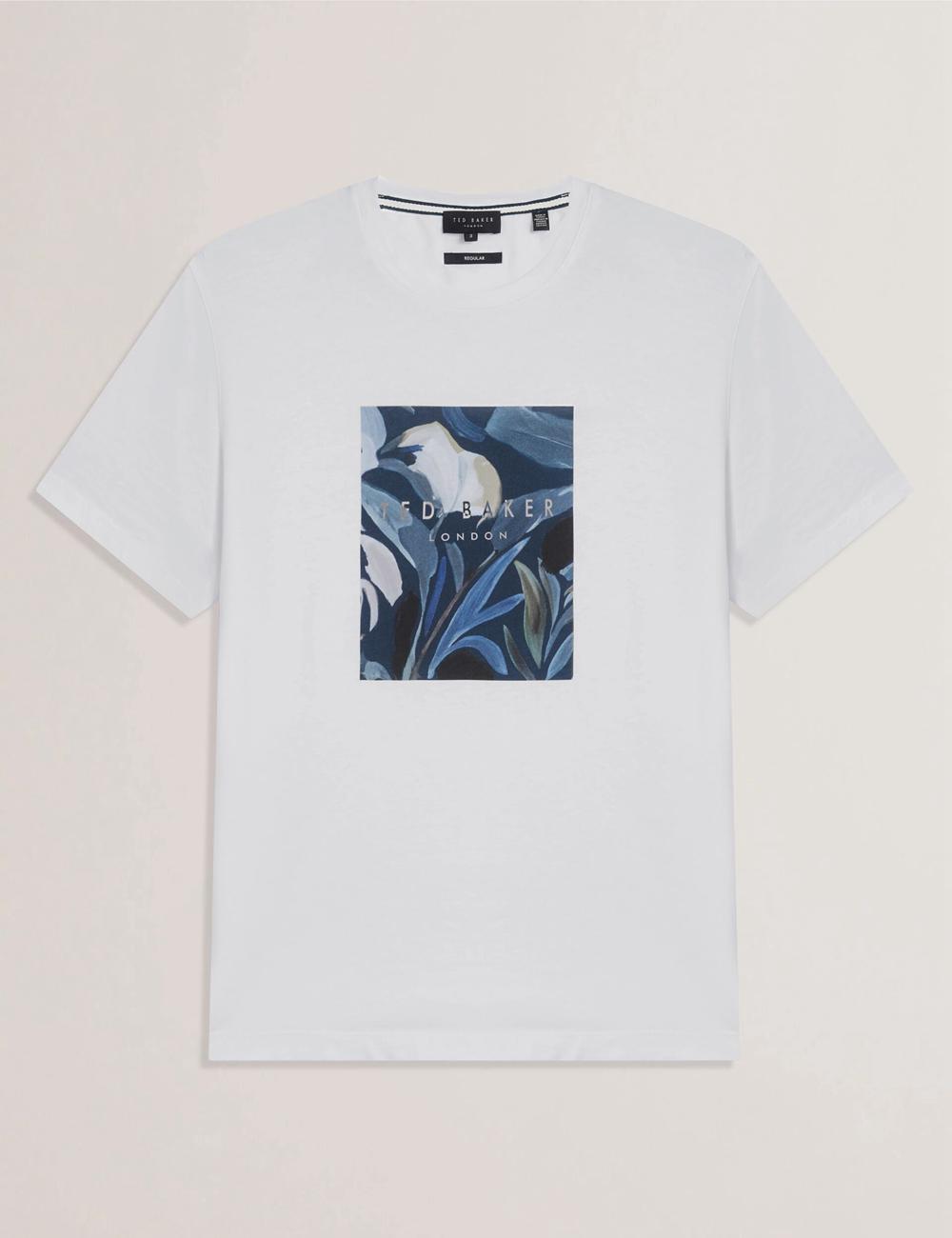 White Ted Baker JUSTINO - Branded Box Print Graphic Cotton Men T-Shirts | Ireland  3452-SEKIO