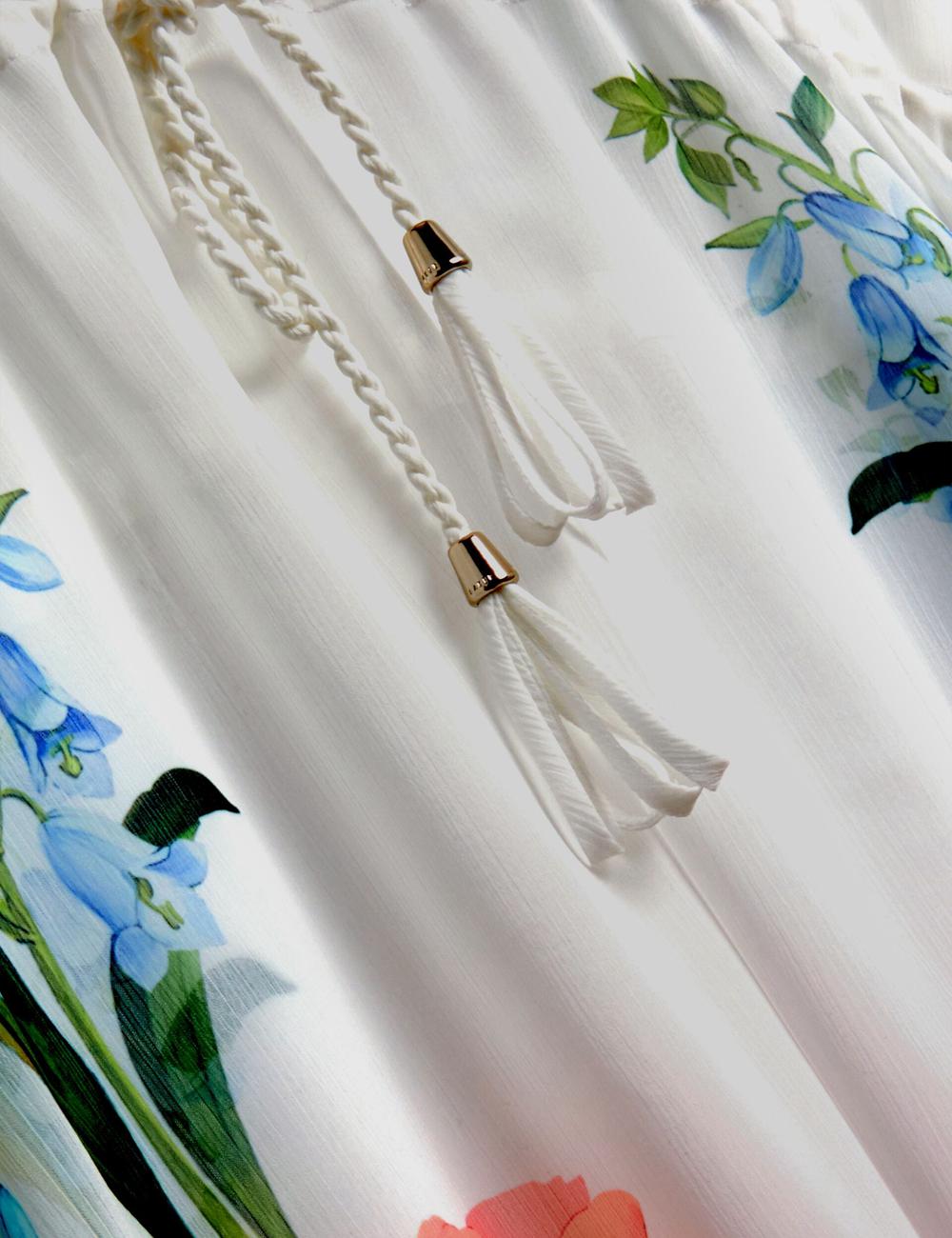 White Ted Baker LUUSAA - Floral V-Neck Maxi Kaftan Beach Dress Women Cover Ups | Ireland  3546-GSBIQ