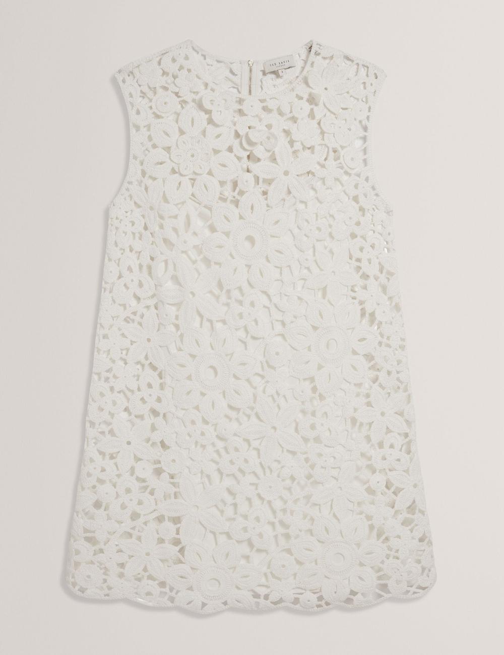 White Ted Baker MIIKKA - Crochet Sleeveless Shift Women Mini Dresses | Ireland  7254-QESMH